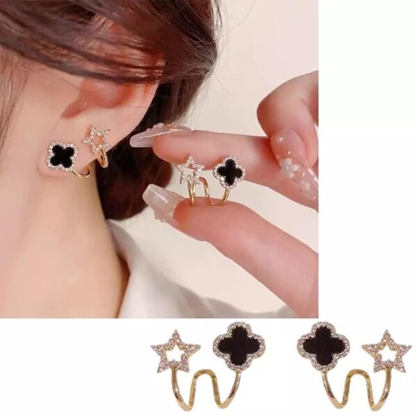 Sparkling Clover Star Earrings – Gold Plated Fashion Jewelry