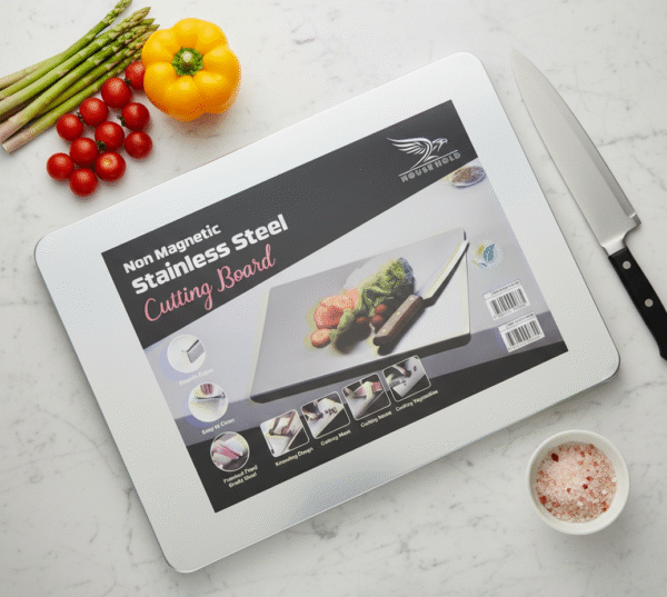 Marble Cutting Board Slab with Pure Stainless Steel Fitting – Non-Magnetic