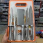 6 In 1 Knife Set With Filer And Chopping Board Durable Quality omfortable Use Smooth Handling For Daily Kitchen Needs
