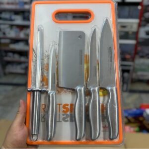6 In 1 Knife Set With Filer And Chopping Board Durable Quality omfortable Use Smooth Handling For Daily Kitchen Needs