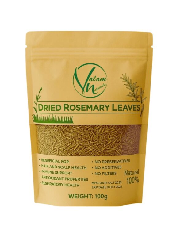 Valam Naturals Dried Rosemary Leaves 100g – 100% Natural, Preservative-Free Herb for Cooking, Hair & Scalp Care, and Immune Support